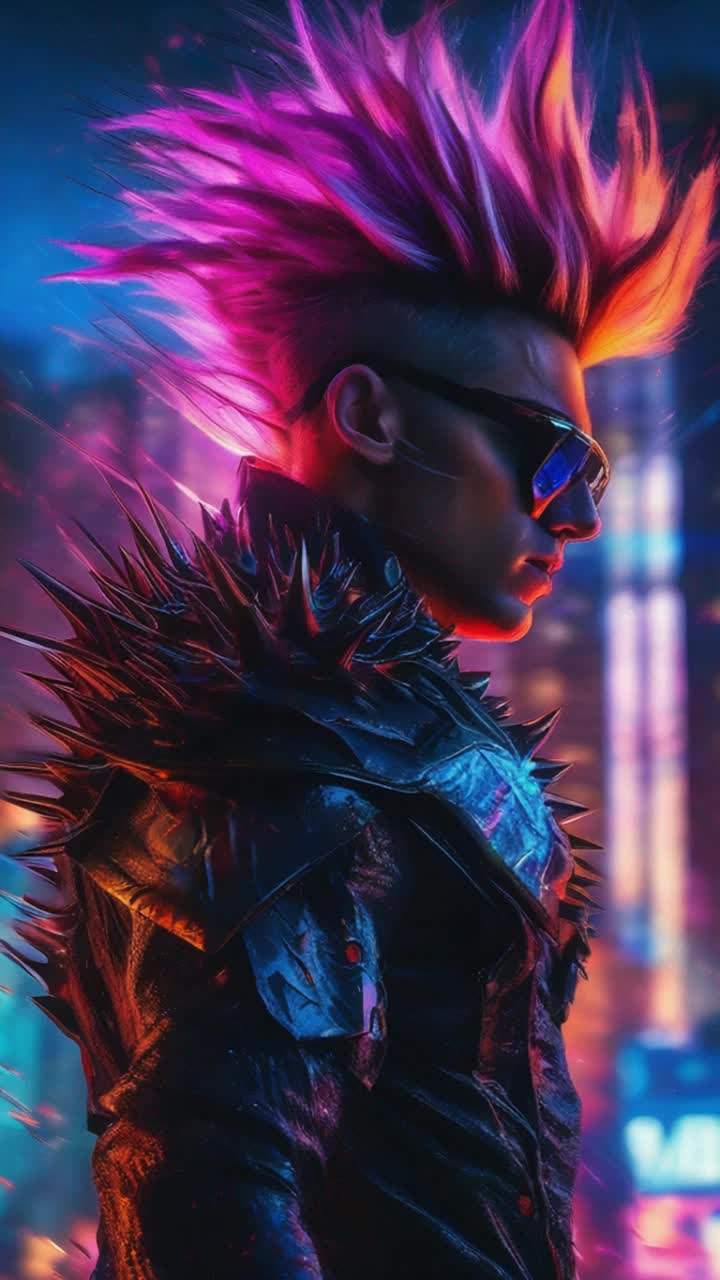 Chosen warrior with spiky hair radiates fierce determination surging with atomic blue energy blasting through bustling neon-lit streets illuminating darkness repelling encroaching black shadows of evil demon armies swirling around chaotic urban landscape vibrant colors reflecting off glass skyscrapers echoing distant sirens flickering lights dancing in rhythm with his powerful movements