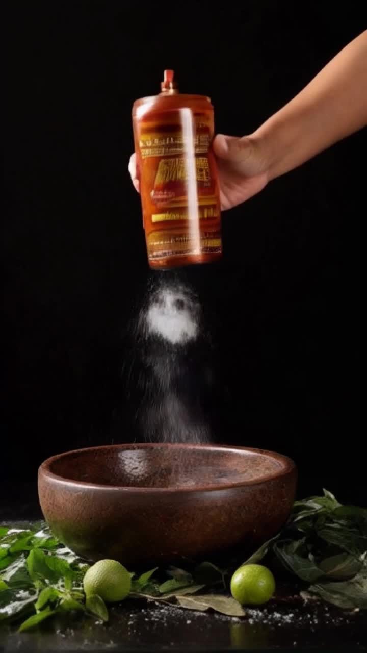 Bold influencer shaking head with disbelief showcasing vibrant flowing hair, revealing truths about modern shampoos Dramatic cut to Ayurvedic herbs shikakai, reetha, and amla glimmering in sunlight contrasted with harsh shampoo ingredients in dark containers Ancient art of hand mixing herbal powders in a rustic bowl surrounded by lush green plants highlighting natural beauty As shikakai gently cleanses and amla strengthens roots, whimsical music plays enhancing the serene atmosphere Transition to joyful moment of washing hair with herbal mix