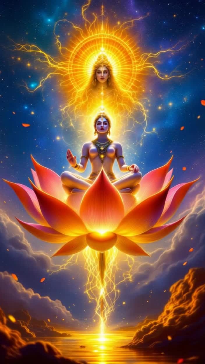 Here is a script for a fantasy 8K highresolution animation video about SkandamataVideo Title Skandamata The Mother of GodsScriptScene 1Video A cosmic expanse, filled with nebulae and glowing stars The camera slowly zooms in on a breathtaking, celestial lotus flower, radiating a soft, golden lightScene 2Video The lotus petals gently open, revealing a divine form within Its Skandamata, seated majestically Her skin is fair, her eyes radiate compassion, and shes holding her son, Kartikeya Skanda, on her lap Her four arms hold two lotus flowers and a varada mudra blessing gesture The fourth hand is holding KartikeyaScene 3Video The scene shifts to show the demon Tarakasura, a terrifying figure with sharp fangs and a menacing aura He is wreaking havoc across the three worlds Trilok The gods, helpless and distraught, are fleeingScene 4Video Skandamata watches this destruction with calm and resolve She blesses her son, Kartikeya, who is now a radiant warrior He takes up his spear, the Vel, which glows with immense powerScene 5Video Kartikeya descends from Skandamatas lap and confronts Tarakasura Their battle is epic, with lightning and fire filling the sky Each move is a powerful ballet of divine forceScene 6Video Kartikeya, with a final, powerful thrust of his Vel, vanquishes Tarakasura The demons form dissolves into dust, and peace is restored to the three worldsScene 7Video The gods and goddesses gather to worship Skandamata and Kartikeya They offer flowers and prayers in gratitude The scene is filled with a sense of divine harmony and tranquilityScene 8Video Skandamata is again seen in her magnificent form, cradling Kartikeya The camera slowly zooms out, revealing the entire universe filled with her divine aura A single, luminous lotus petal falls slowly, signifying her blessingsEndText on screen    Skandamata The Mother of GodsAnimation DetailsHigh Resolution 8K resolution to capture the intricate details of cosmic nebulae, divine forms, and the textures of lotus petalsColor Palette A vibrant and rich color palette with golden hues, deep blues, and ethereal whites to evoke a sense of divinity and fantasyLighting Dynamic and volumetric lighting to create a magical atmosphereVisual Effects Fluid particle effects for the magical energy, slowmotion shots to emphasize powerful moments, and cinematic camera angles for a grand scale