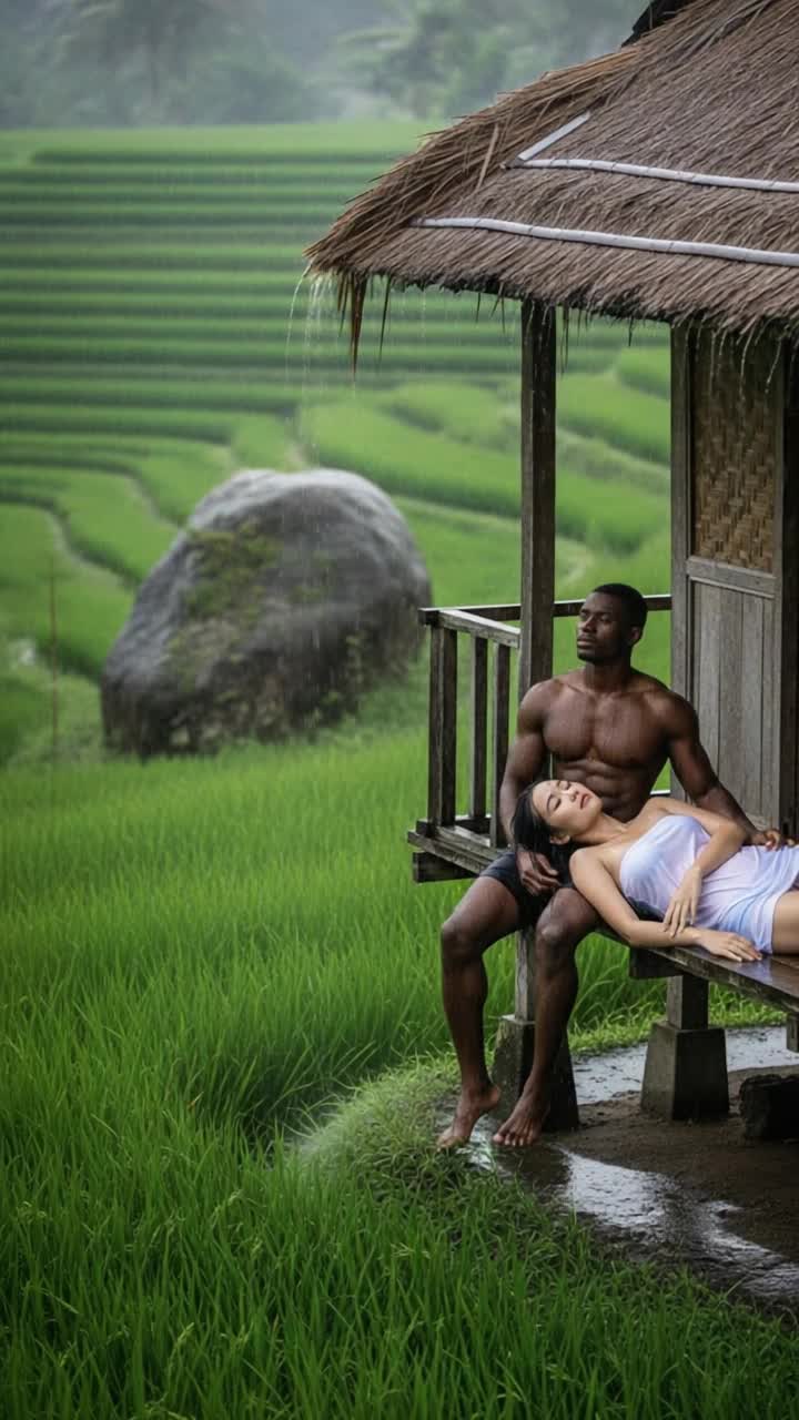 heavy rain, mans hands massaging repeatedly