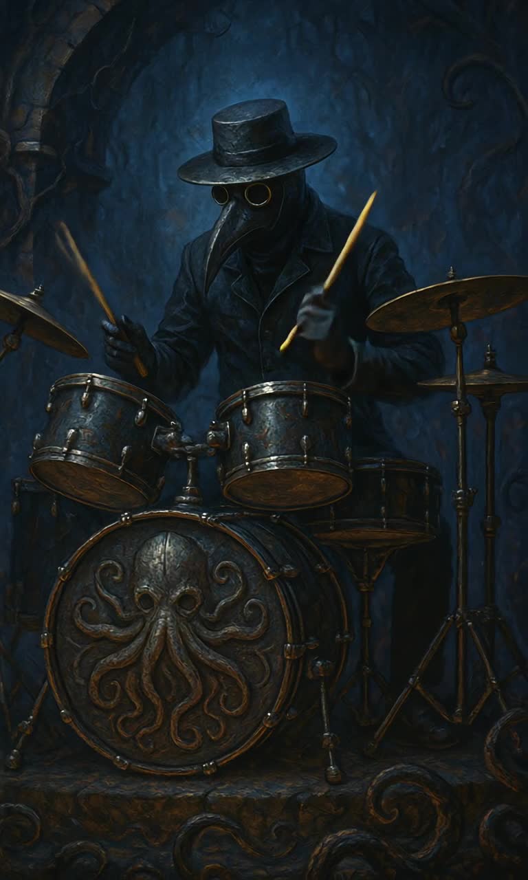 He plays maliciously rocking out while bobbing out in a massive solo of epic proportions