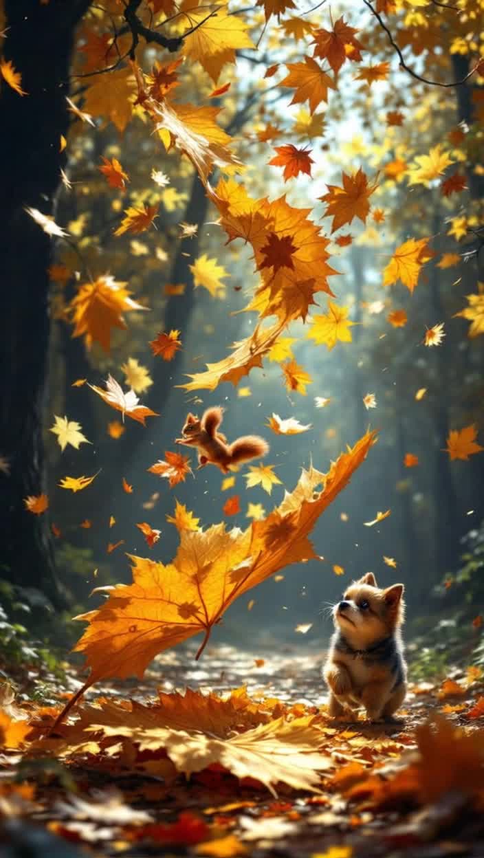 From the point of view of a golden brown leaf, as its stem gives way, cracking, breaking off the branch it had grown from, to tumble and flutter to the ground before the cascade avalanche of its fellow siblings and cousins copy like bungee flopping without a cord  And as it hits the ground, a breeze rudely flips it and then a squirrel runs over it as the dog that playfully chases the squirrel does the same, once pristine, these leaves, now full of holes as the seasons