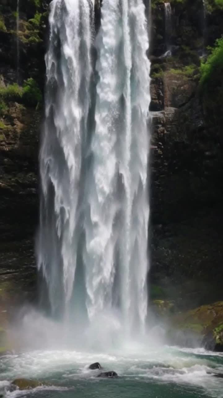 Whimsical array of colorful objects cascading down a majestic waterfall in slow motion bursting forth with splashes of water sparkling in sunlight vibrant hues contrasting against lush green surroundings shimmering mist rising creating a kaleidoscope of reflections dancing in the air surreal moments captured as gravity takes hold natures powerful force showcasing an enchanting spectacle encapsulating a sense of wonder and surprise