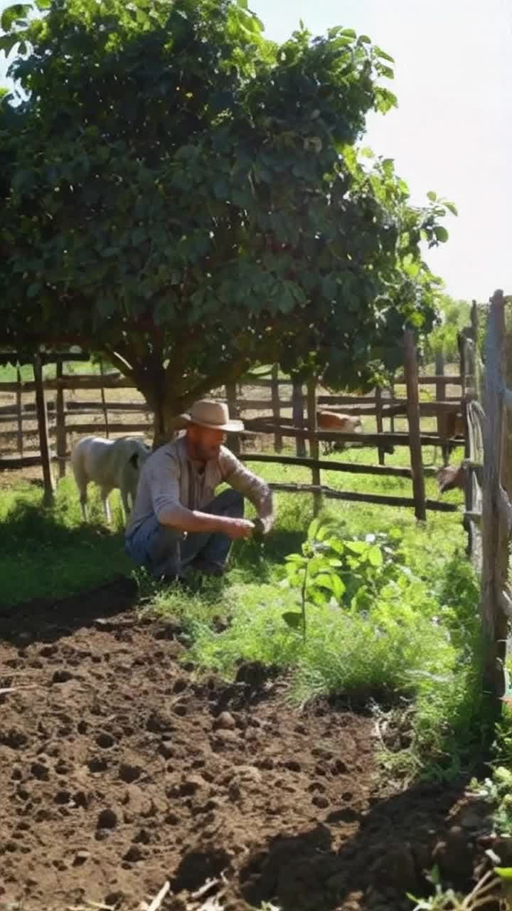 Determined farmer Joe with sunkissed skin and weathered hands busily works on vibrant lush farmland Each morning before golden dawn breaks he plants seeds nurtures animals and repairs rustic wooden fences Strolling through neatly rows of crops he discovers a tiny green sprout emerging from tilled soil Intrigued he gently cares for it as it flourishes into a magnificent tree with sprawling branches offering plentiful fruit and soothing shade Warm sunlight filters through leaves casting playful shadows on rich earth Farmers face lights up with joy understanding beauty often arrives unexpectedly