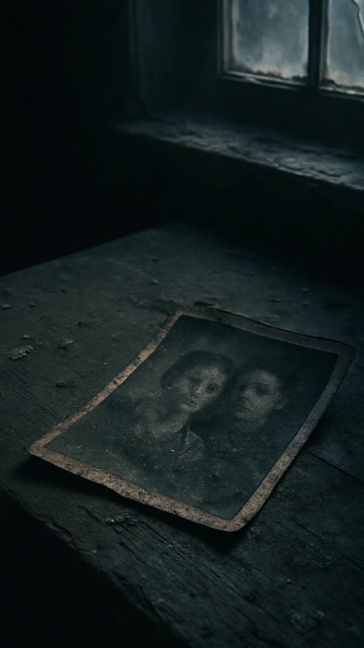 Create a sad image for this line A photograph that weeps with dust, 