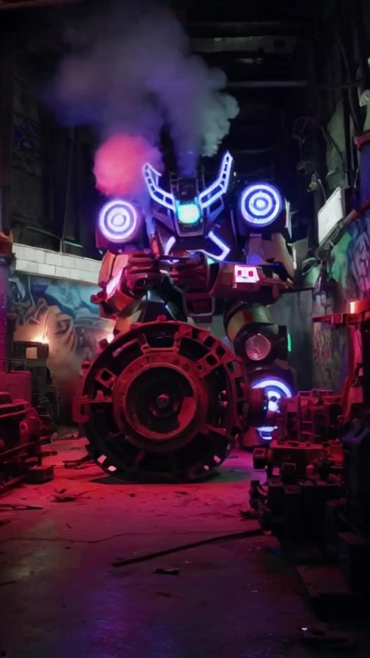 Cyberpunk futuristic robot machine machinery technology factory industrial huge massive engine 