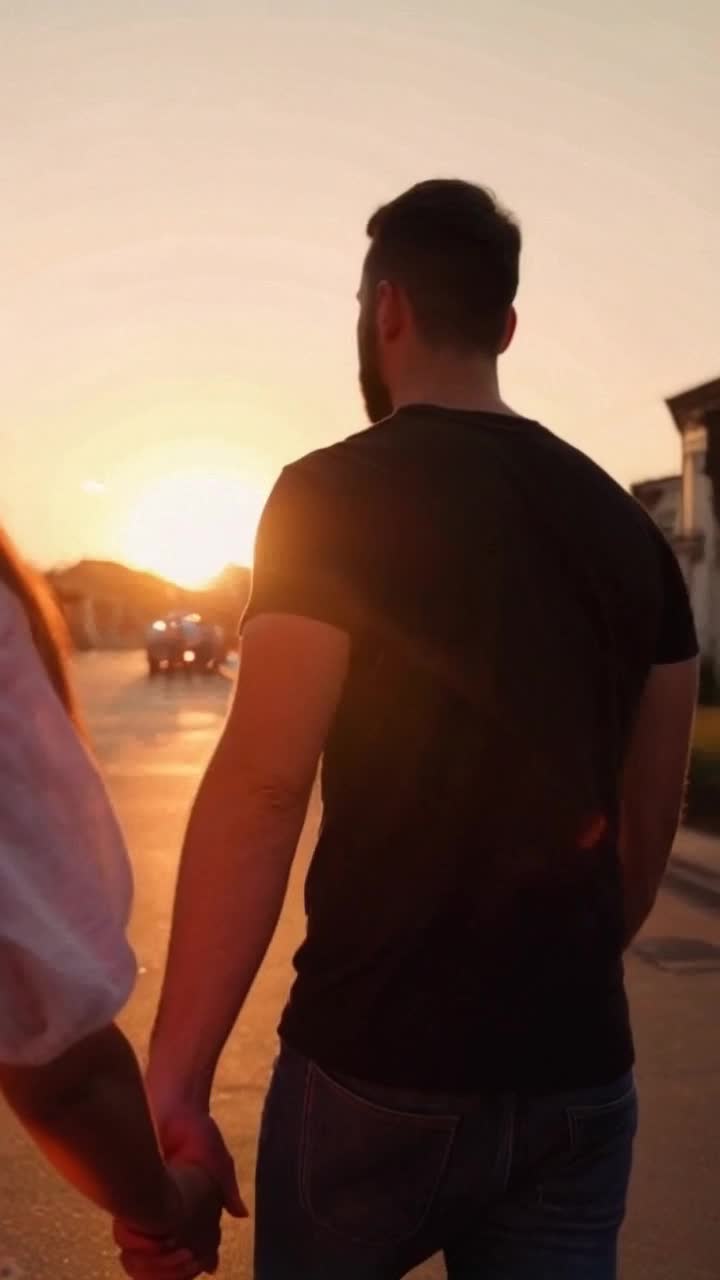 Rapper Canserbero dressed in black tshirt jeans serious yet tranquil expression walking slowly down an empty street at sunset Camera follows from behind and side framing his complete silhouette hand of another person intertwined with his viewers hand not showing their face only the delicate connection between them Warm hues blanket the scene with soft light and a nostalgic atmosphere Canserbero occasionally glances ahead at the fading light and at the end of the video turns his head slightly as if about to speak yet remains silent