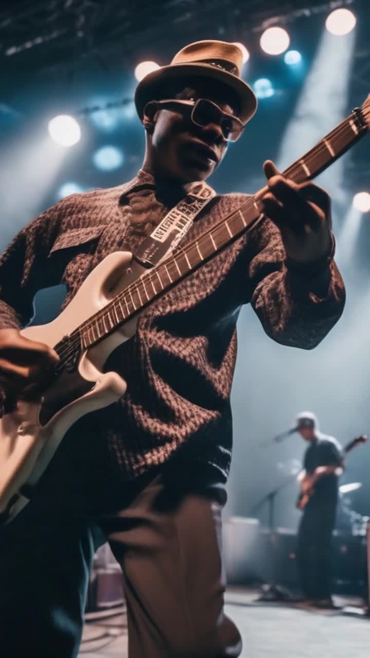 1990s ska band, focus on guitarist, on stage