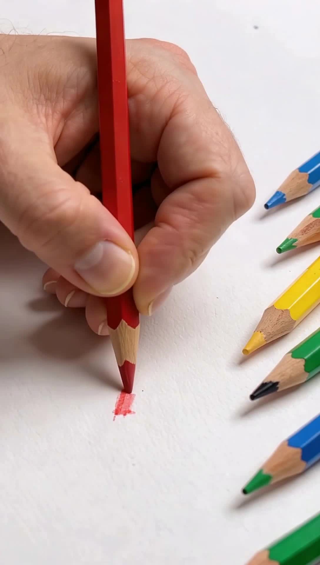 Every stripe is being drawn by a different colored pencil