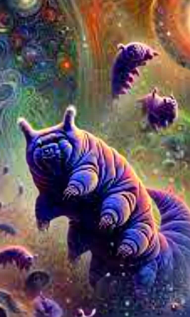 cute floating tardigrade