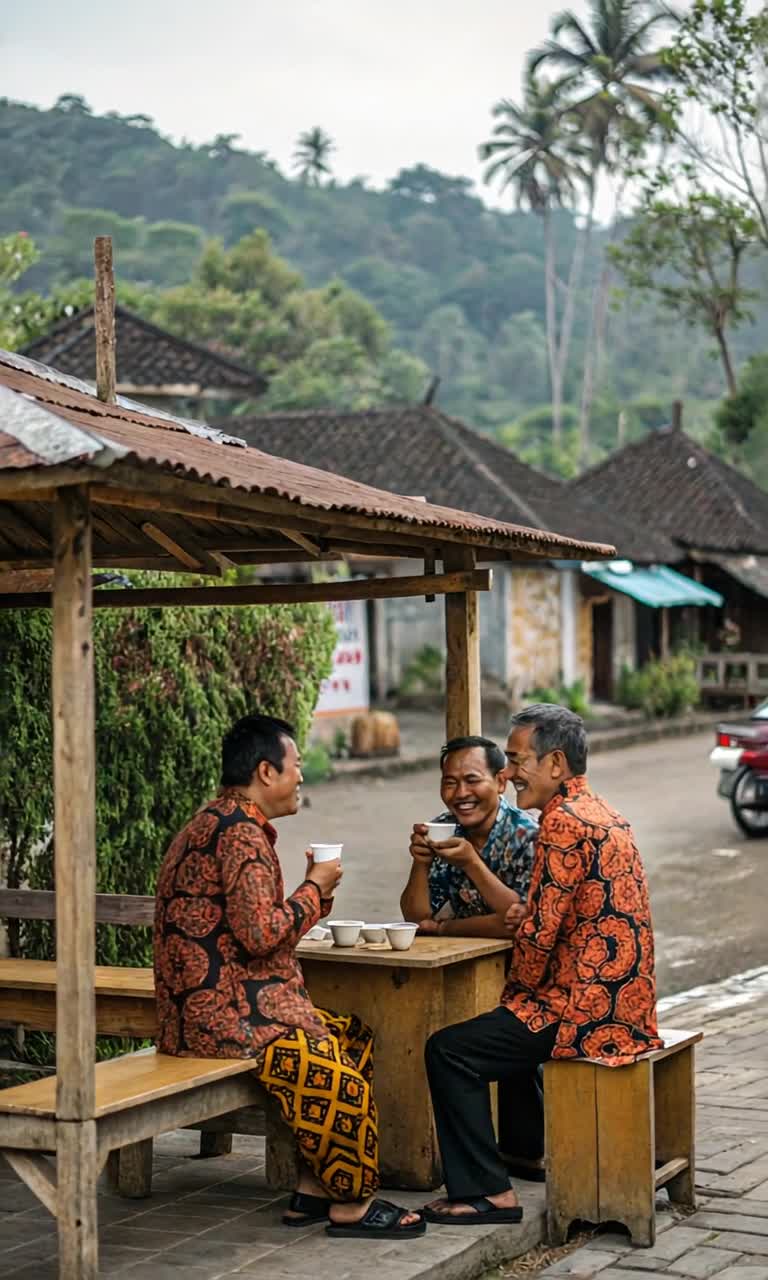 hanging out with friends while drinking coffee