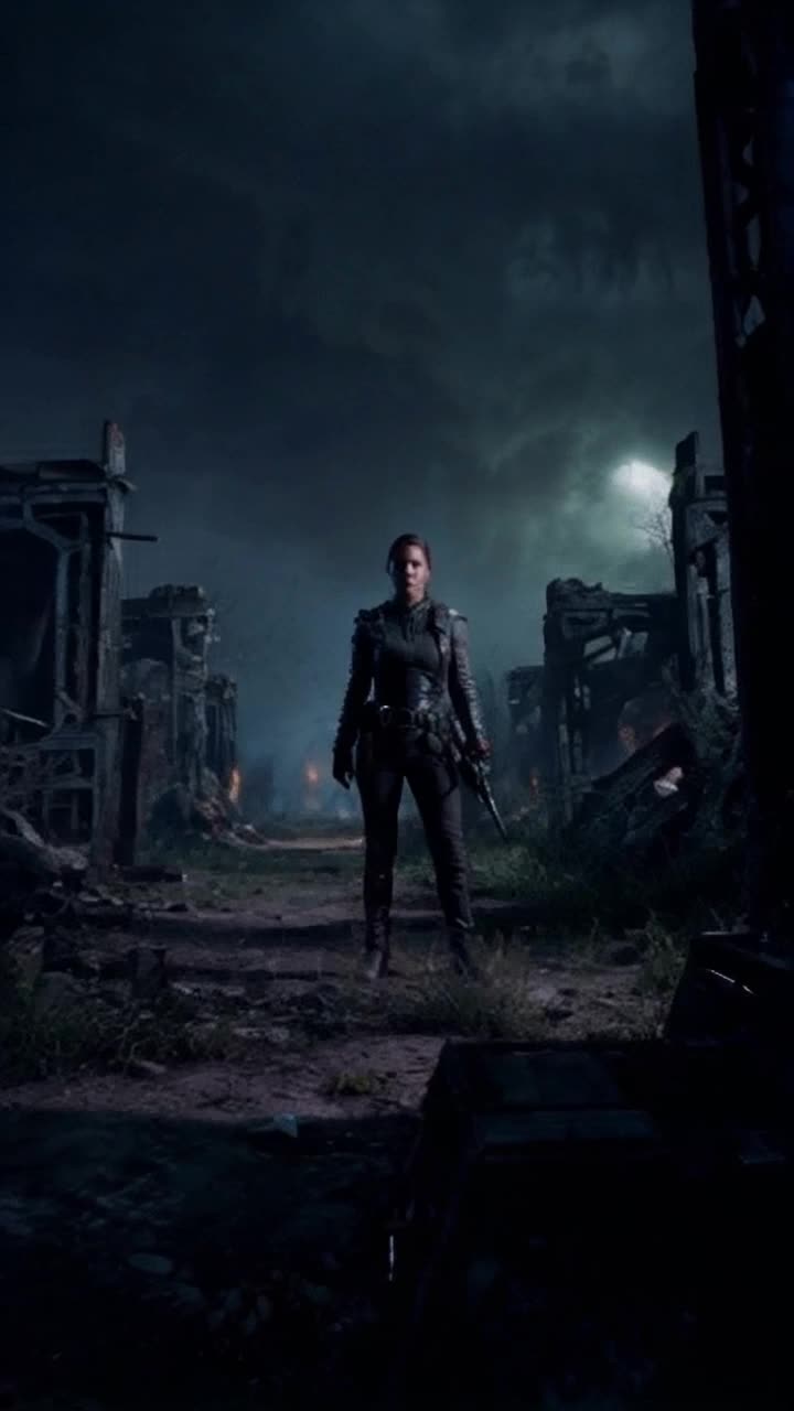 Eerie figure immersed in dystopian wilderness standing amidst abandoned structures gripping a hightech weapon navigating treacherous terrain scanning shadows for lurking threats surrounded by haunting fog rolling through desolate landscapes distant echoes of gunfire and unsettling silence hinting at hidden dangers overgrown vegetation reclaiming manmade ruins under a gloomy sky emitting an ominous glow revealing glimpses of haunting creatures lurking in the distance