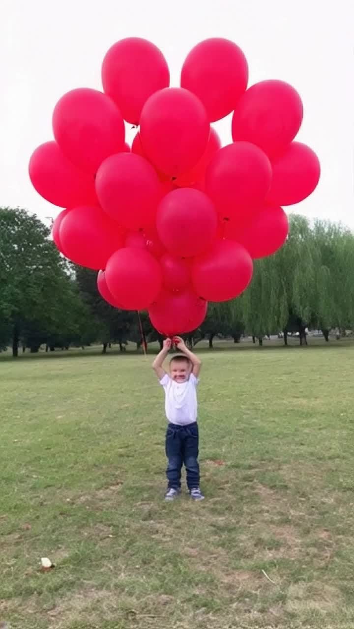 French film ending of the Red Balloon, a little boy is lifted by a huge bunch of balloons