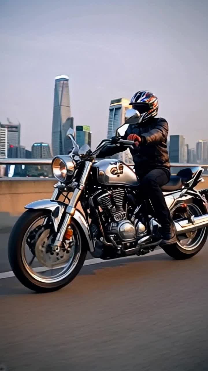 a folkloric Ukrainian rushing along a serpentine mountain road on a futuristic motorcycle masterpiece HarleyDavidson 2500, shining with bright colors a sophisticated aerodynamic design decorated with intricate patterns unique customizations that demonstrate creative flair shimmering chrome accents a powerful engine, a dynamic cityscape illuminated by neon lights tall skyscrapers pulsating with the energy of excitement at the speed of technology and artistry, awakening a sense of freedom and adventure, capturing the heart and imagination in a world where dreams soar into the sky 