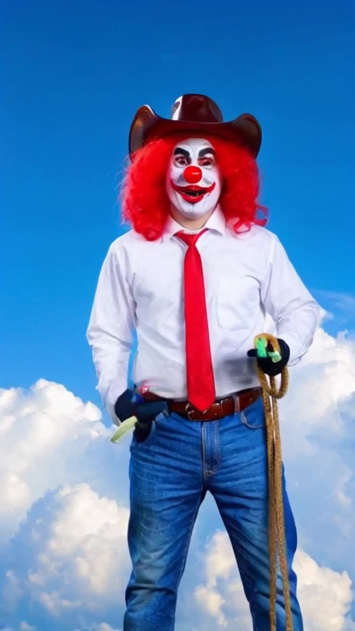 a clown in a cowboy costume A hyperdetailed and visually exciting and emotionally psychodynamic image