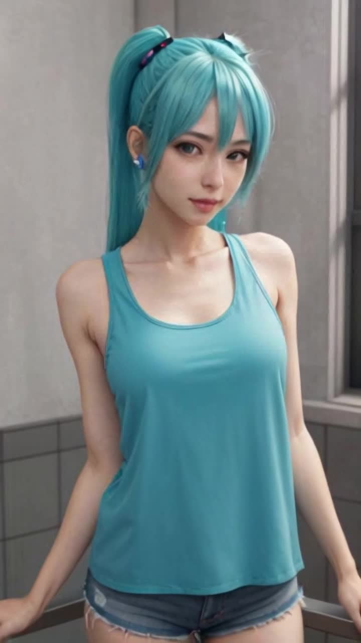 Hatsune Miku walks forward slowly
