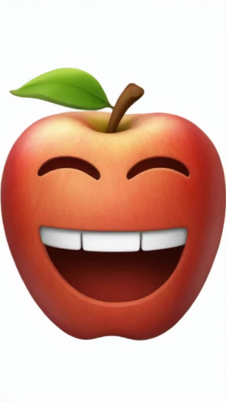 Shiny red apple adorned with a bright green leaf perched on its stem radiates in golden sunlight Gentle hand glides softly towards it to pluck leaf with delicate precision Apples beaming smile flickers transitioning into an expression of fear and shock as it approaches a wide mouth framed by soft pink lips Atmosphere thickens with suspense as vibrant colors swirl around creating a surreal backdrop of swirling dreams and shadows Apples terrified face mirrors its impending fate as it inches closer to the gaping maw filled with ominous anticipation
