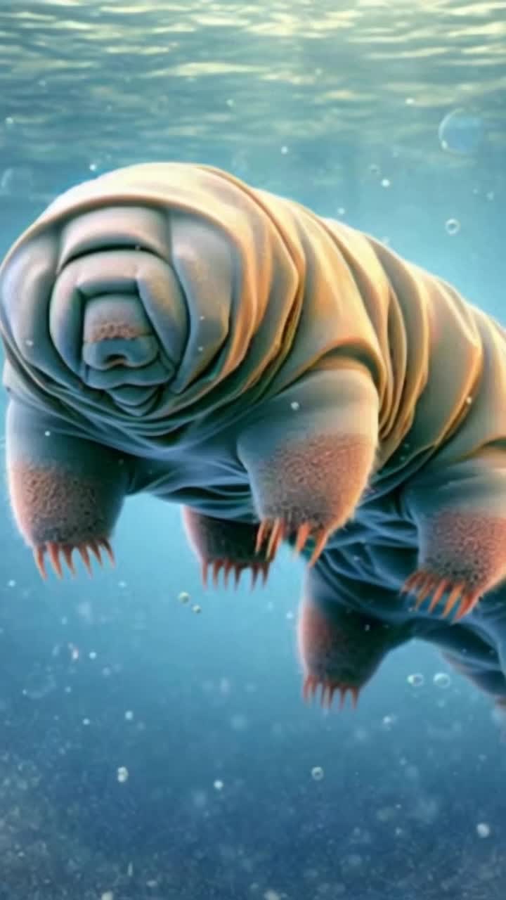 microscopic tardigrades swimming around