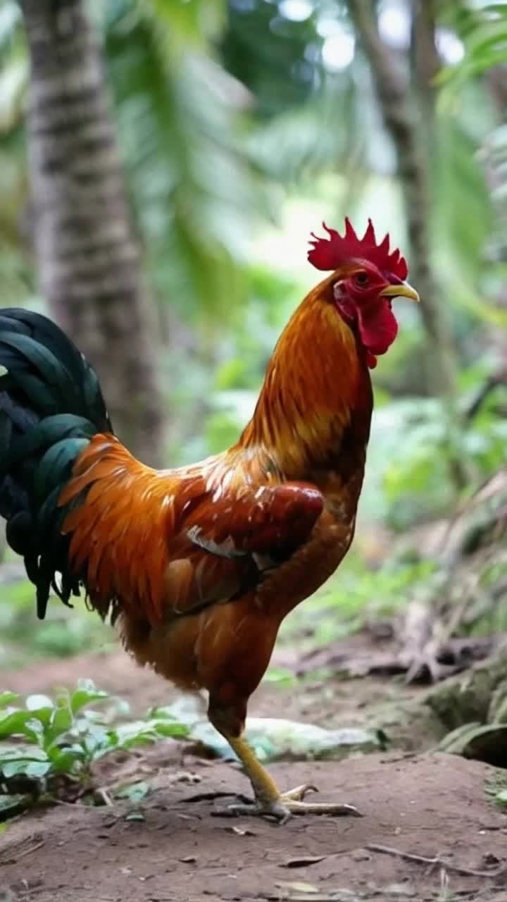 Rooster dance on jungle