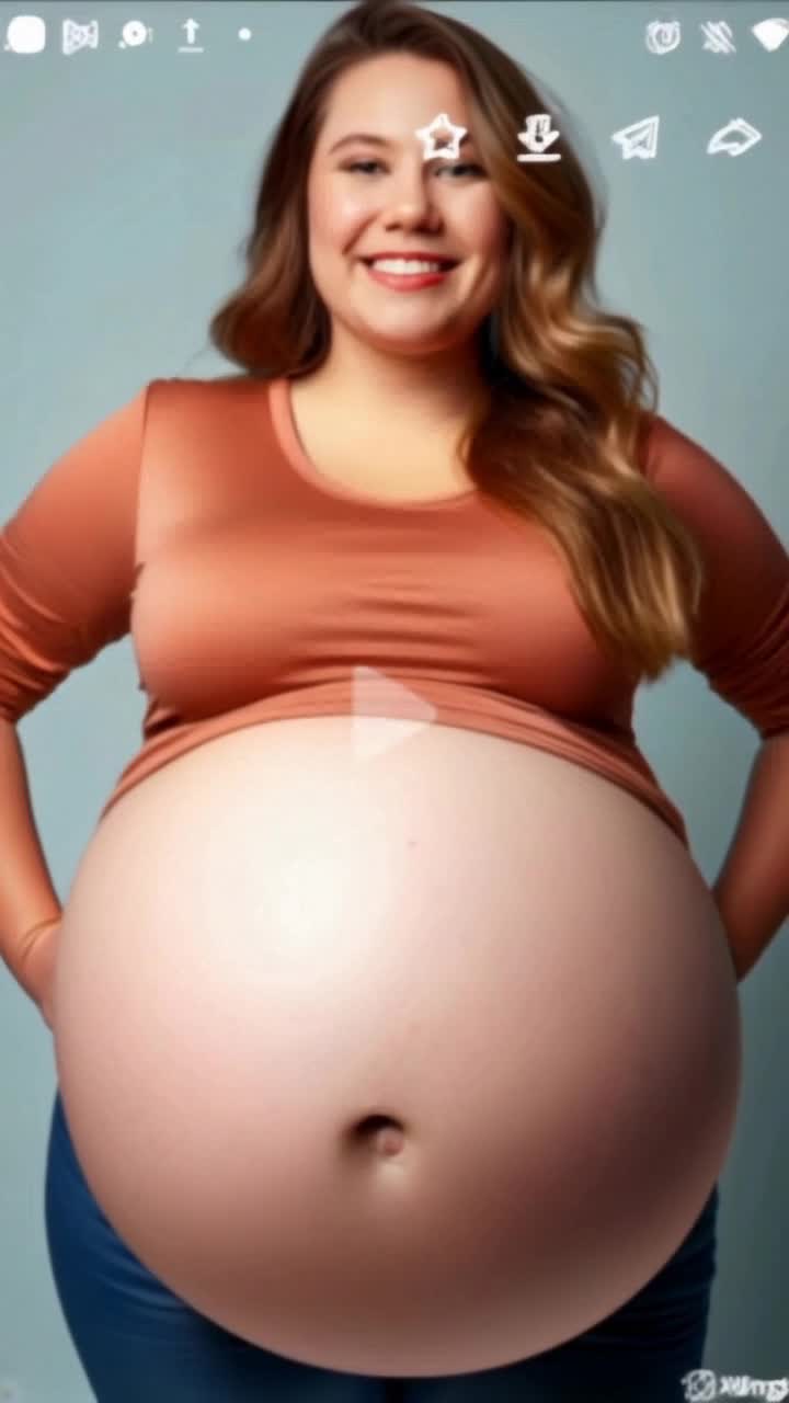 Her belly grows bigger and bigger and bigger and bigger and bigger and rounder and plumper