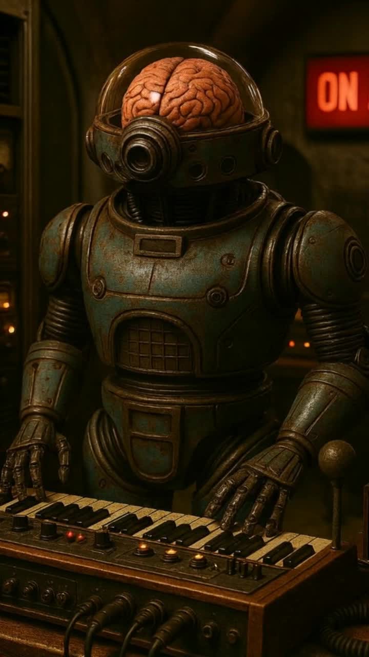 A robot playing the synthesizer 