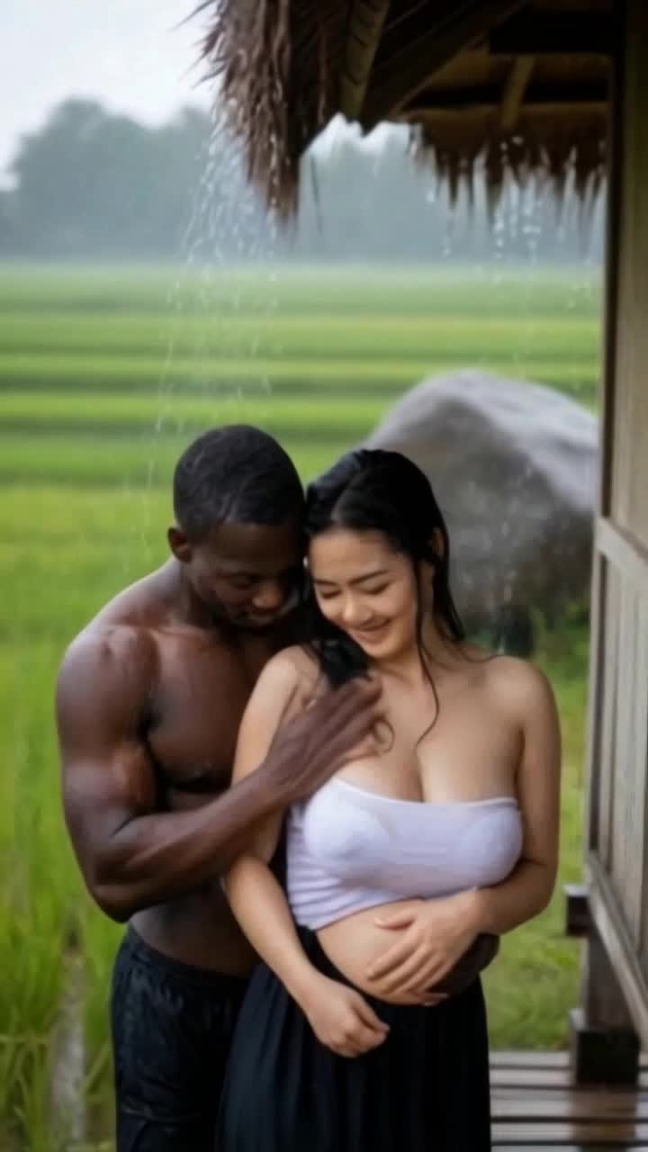 heavy rain, mans hands massaging womans massage
