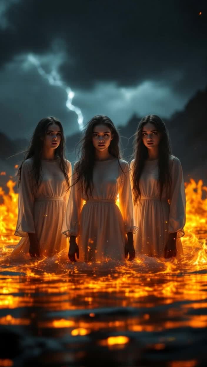 Girls in a lake of fire