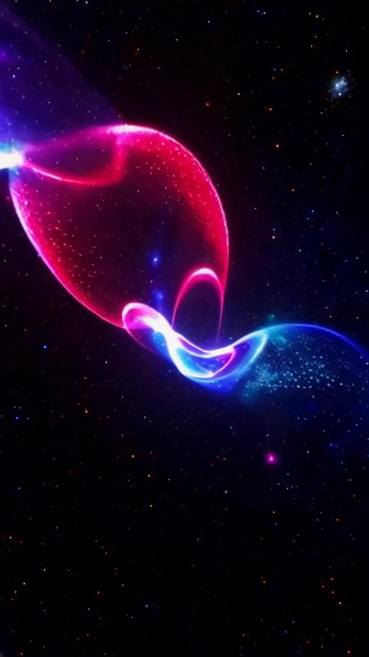 Radiant swirling colors of majestic barictus blongers shimmer in the air as they glide gracefully through a cosmic ballet of light patterns cascading around them Whirling in intricate Mbius loops the fantastical shapes undulate and twist, reflecting vibrant hues of crimson and azure Against a backdrop of a starlit galaxy, celestial bodies twinkle and pulsate, creating a dreamlike tapestry that enhances the magical atmosphere Ethereal wisps of glittering stardust trail behind each blonger, adding a mystical allure to this kaleidoscopic journey across the infinite universe