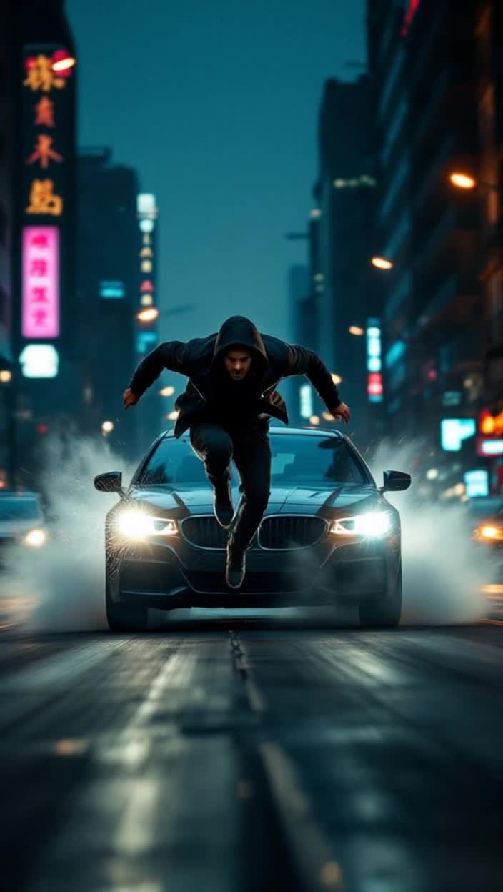 Running into the street and diving into a moving vehicles