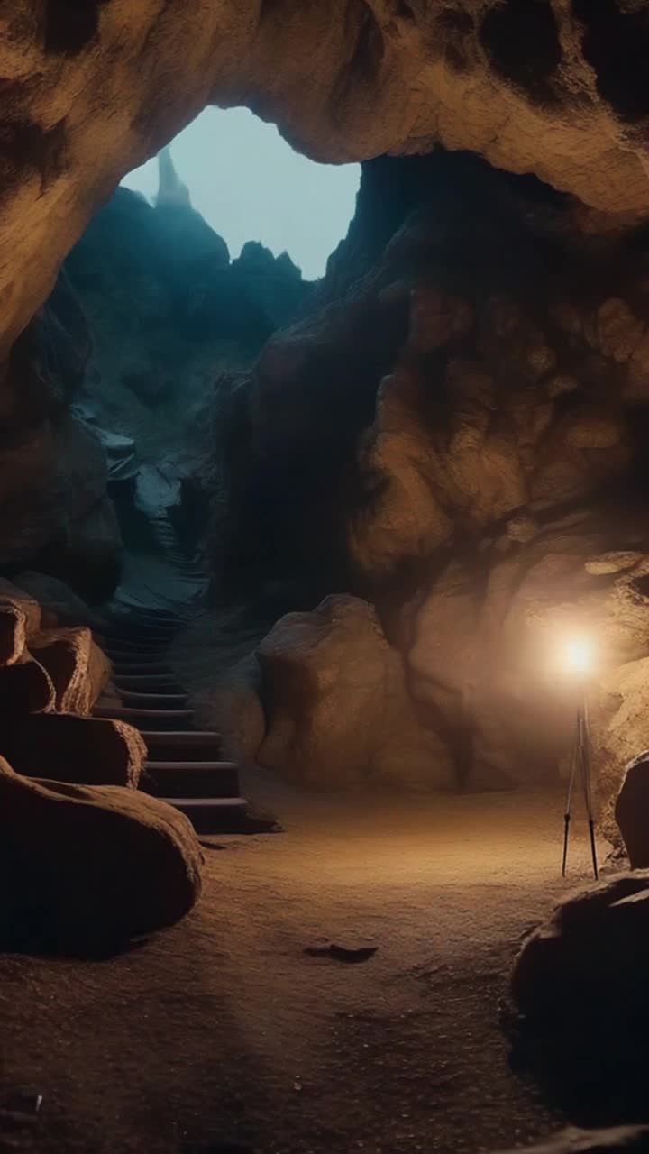 Following a camera deep inside an underground cave